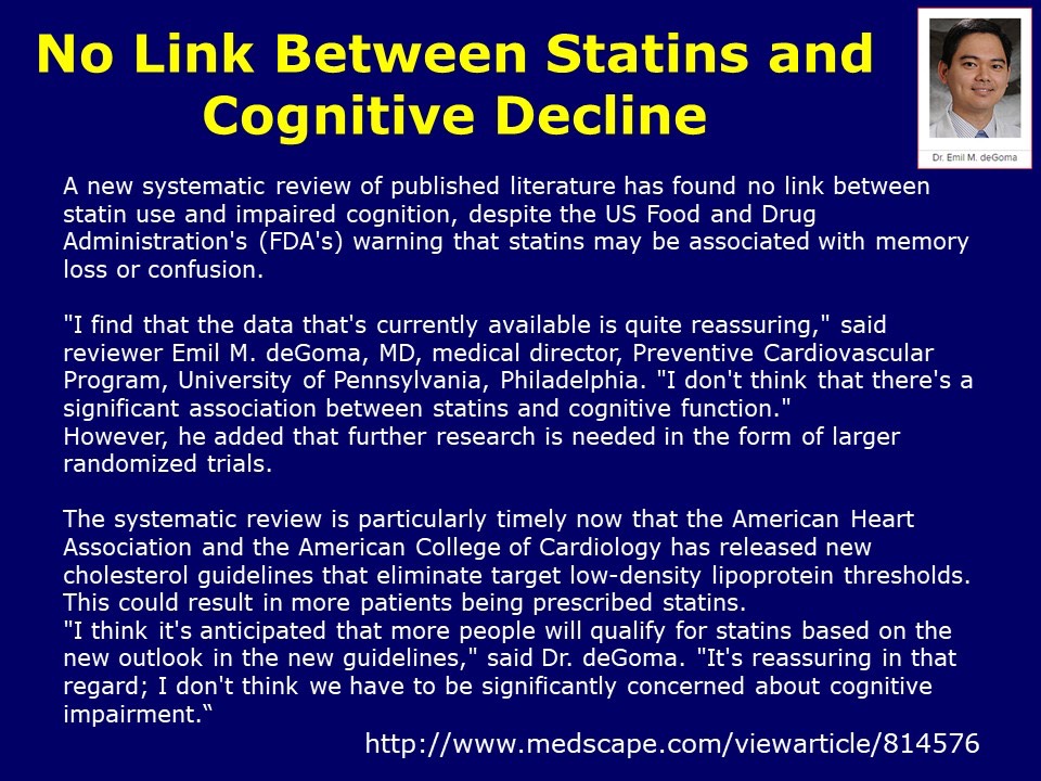 Statin does NOT cause memory problem